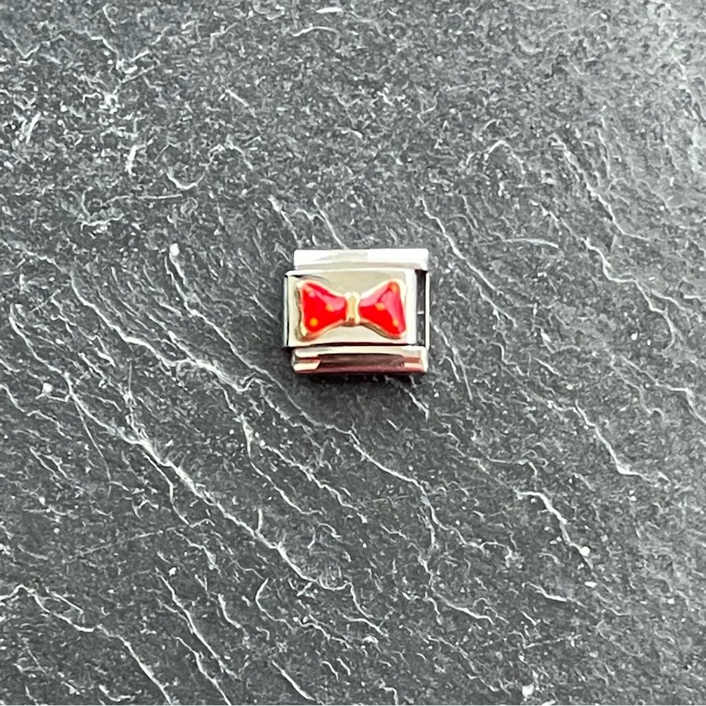 Morellato Stainless Steel and Gold Charm with Red Bow Accent